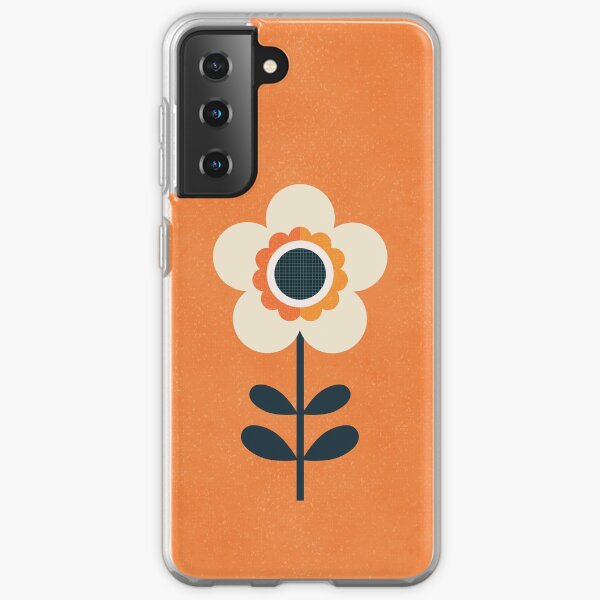 Retro Blüte - Orange und Creme Samsung Galaxy Flexible Hülle