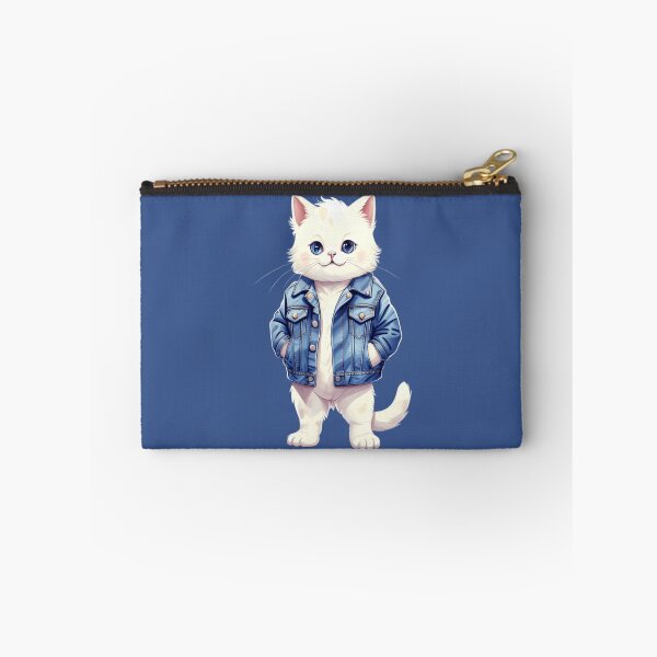 Item preview, White Cat in a Denim jacket designed and sold by PierreAlbijanic.