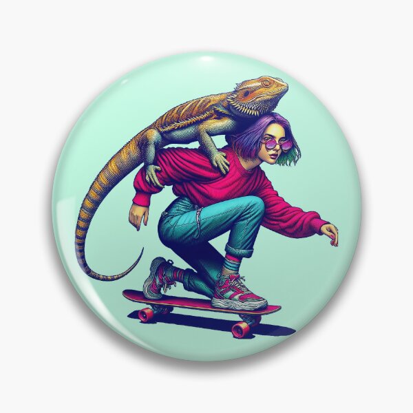 Item preview, Skater Chick with Bearded Dragon designed and sold by bunnyboiler.