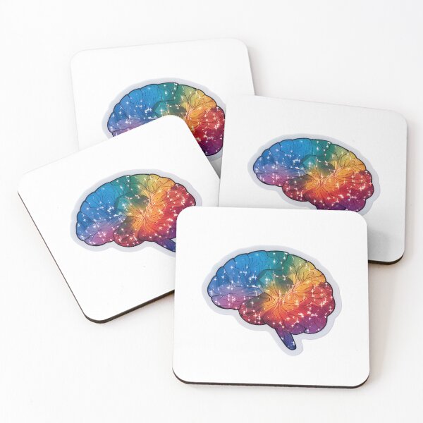 Artikelvorschau, Bunter neurodivergenter Gehirnaufkleber, funkelnder Geistaufkleber, Regenbogen-Gehirnkunst, kreatives Denken, Laptop und Notizbuch, neurodivergente ADHS-Dekoration entworfen und verkauft von WatermelonPink.