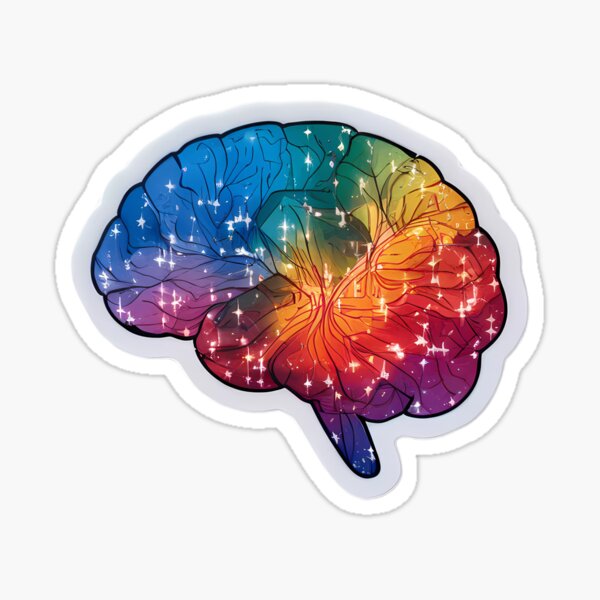 Item preview, Colorful Neurodivergent Brain Sticker, Sparkling Mind Decal, Rainbow Brain Art, Creative Thinking, Laptop and Notebook Neurodivergent ADHD Decoration designed and sold by WatermelonPink.