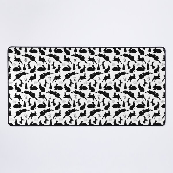 Rabbit Silhouettes | Repeat Pattern | Bunny Rabbits | Easter Bunnies | Hares | Black and White | Desk Mat