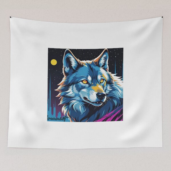 Aperçu de l'œuvre Illustration de loup rétro créée et vendue par DreamistStore.