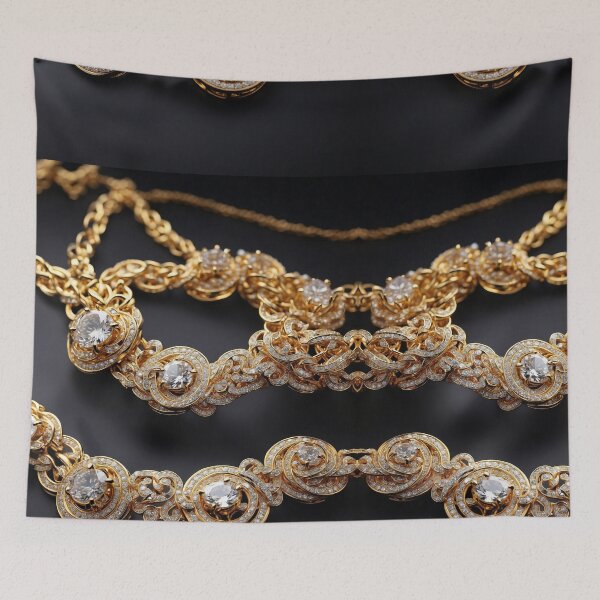 Item preview, luxury gold necklace with giant diamonds fashion wear designed and sold by Carlos Gudino.