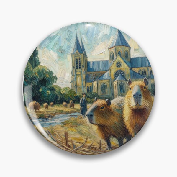 Item preview, Capybara ft. Van Gogh-The Church at Auvers7 designed and sold by Capybara Art Lover.