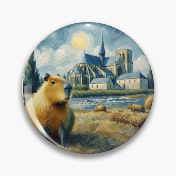 Item preview, Capybara ft. Van Gogh-The Church at Auvers8 designed and sold by Capybara Art Lover.