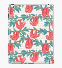 Cute sloths with ornament hanging on the branches of trees. iPad Case/Skin