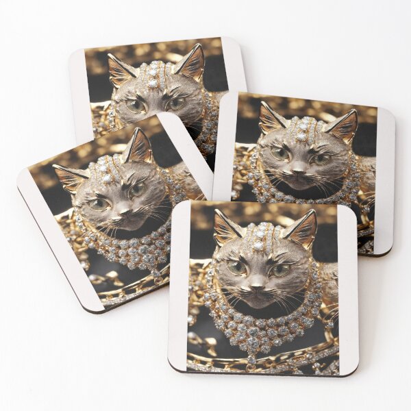 Item preview, Pharaoh cat covered in precious gold and diamond jewelry designed and sold by Carlos Gudino.