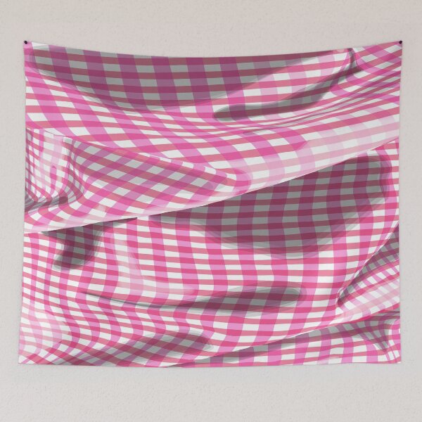 Item preview, Creased pink check pattern designed and sold by m-yoga-store.