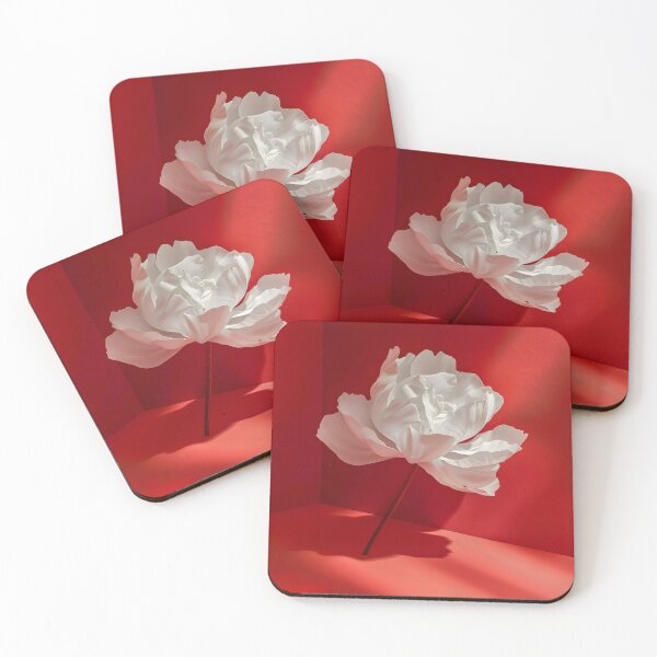 Item preview, single white flower in a red room minimalist print designed and sold by dcrc.