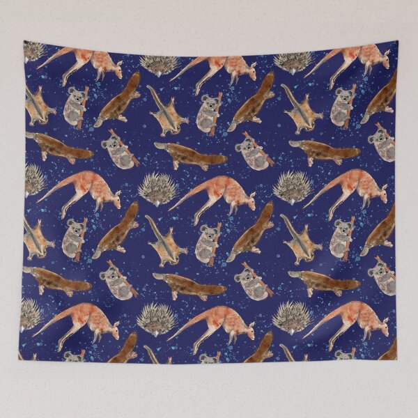 Item preview, Aussie Animals on navy designed and sold by elee.