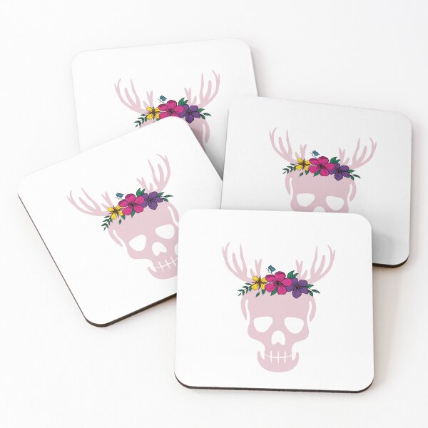 Item preview, Skull with antlers and flowers designed and sold by CasaFortis.