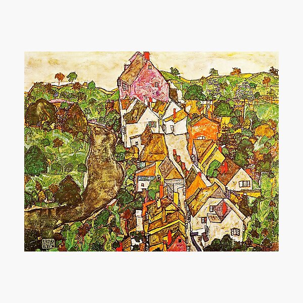 Item preview, HD Landscape at Krumau , by Egon Schiele 1916. HIGH DEFINITION designed and sold by MINDTHECHERRY.