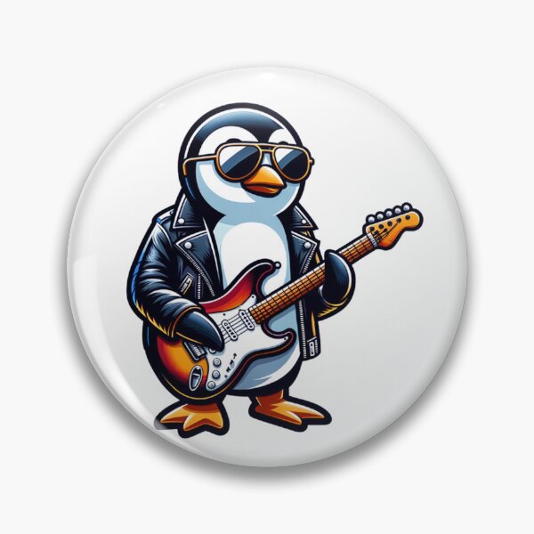 Item preview, penguin mascot rock star playing electric guitar designed and sold by rizaldz.