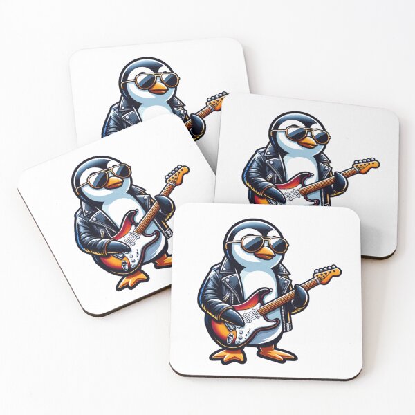Item preview, penguin mascot rock star playing electric guitar designed and sold by rizaldz.