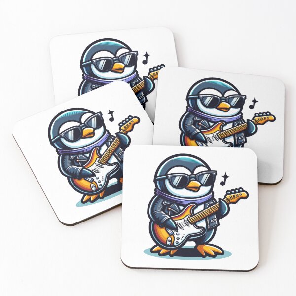 Item preview, penguin mascot rock star playing electric guitar designed and sold by rizaldz.