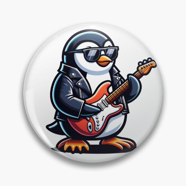 Item preview, penguin mascot rock star playing electric guitar designed and sold by rizaldz.