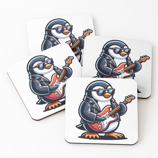 Item preview, penguin mascot rock star playing electric guitar designed and sold by rizaldz.
