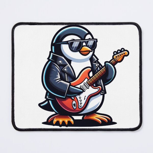 Item preview, penguin mascot rock star playing electric guitar designed and sold by rizaldz.