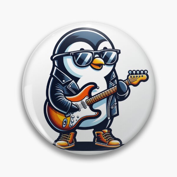 Item preview, penguin mascot rock star playing electric guitar designed and sold by rizaldz.