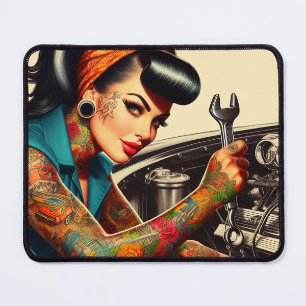 Item preview, Vintage Mechanic Pin-up designed and sold by PulpVintage.
