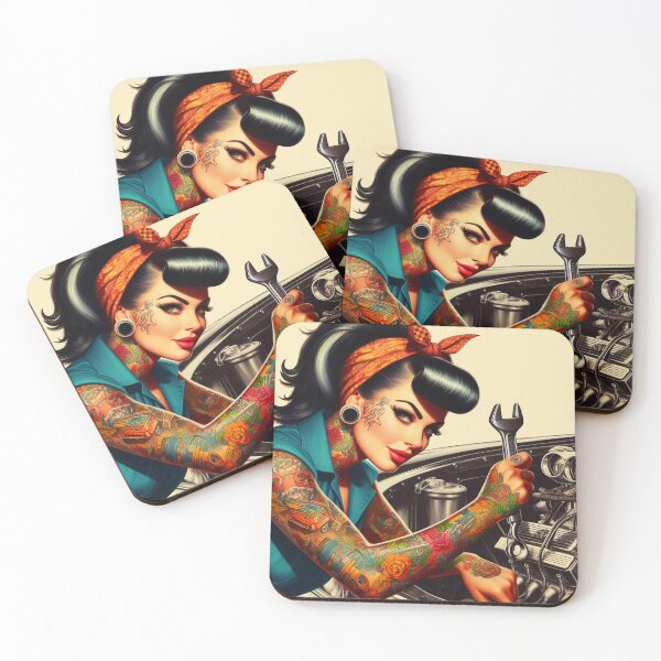 Item preview, Vintage Mechanic Pin-up designed and sold by PulpVintage.