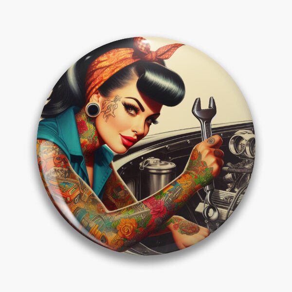 Item preview, Vintage Mechanic Pin-up designed and sold by PulpVintage.