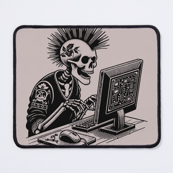 Item preview, Punk Rock Goth Skeleton on Computer Vintage Style designed and sold by dreamsagellc.