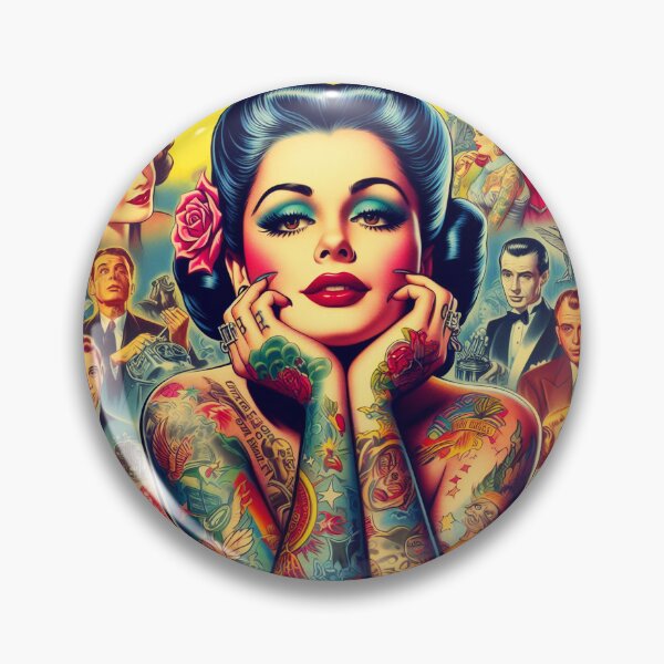 Item preview, Retro Pretty Tattoo Pin-up designed and sold by PulpVintage.