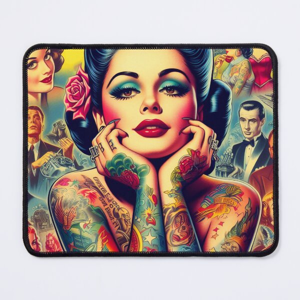 Item preview, Retro Pretty Tattoo Pin-up designed and sold by PulpVintage.