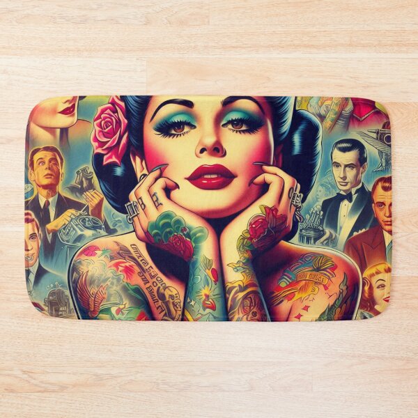 Item preview, Retro Pretty Tattoo Pin-up designed and sold by PulpVintage.
