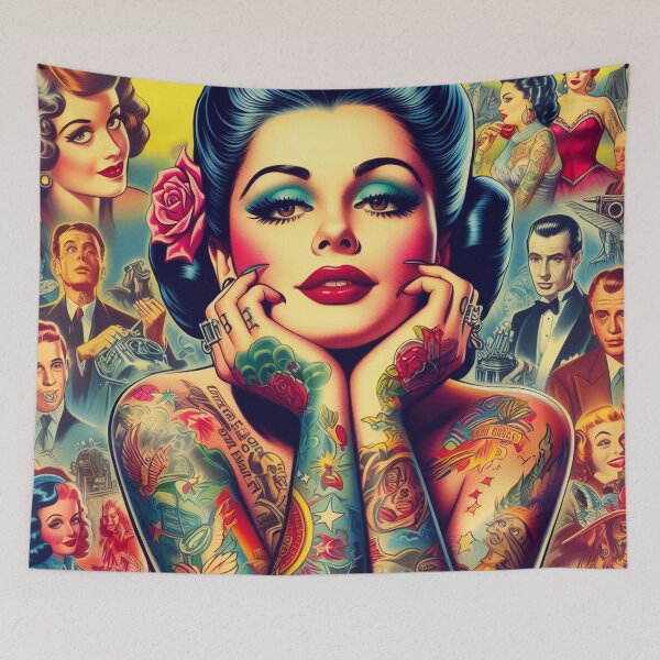 Item preview, Retro Pretty Tattoo Pin-up designed and sold by PulpVintage.