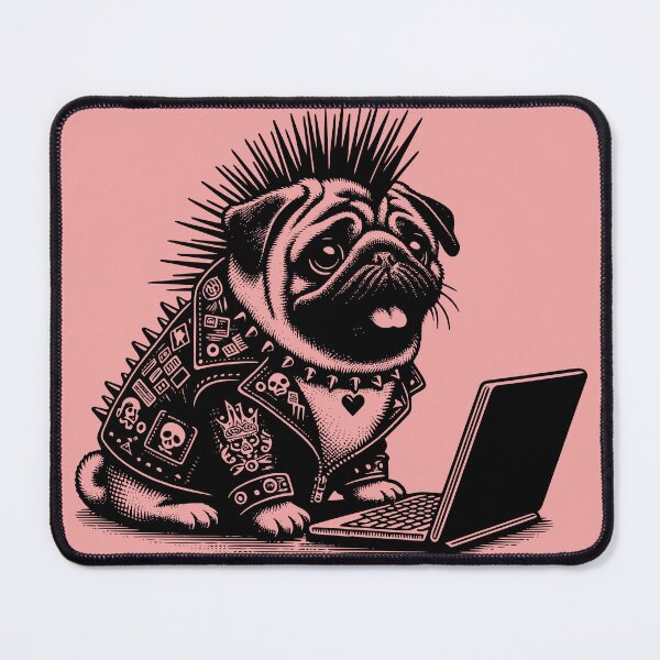 Item preview, Punk Rock Goth Pug on Computer Vintage Style designed and sold by dreamsagellc.