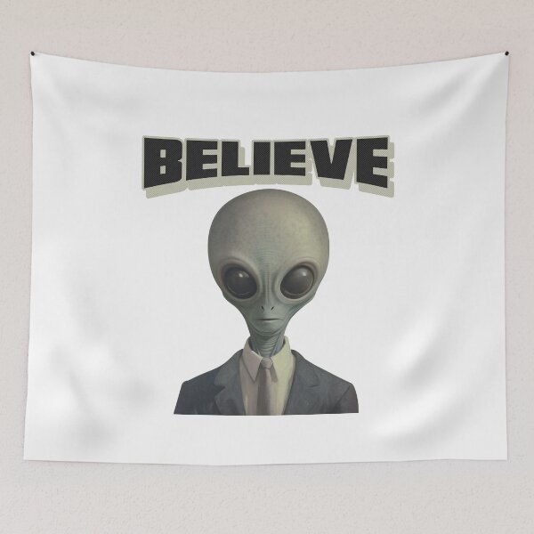 Item preview, Believe Retro Grey Alien designed and sold by SplendidThings.