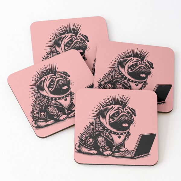 Item preview, Punk Rock Goth Pug on Computer Vintage Style	 designed and sold by dreamsagellc.