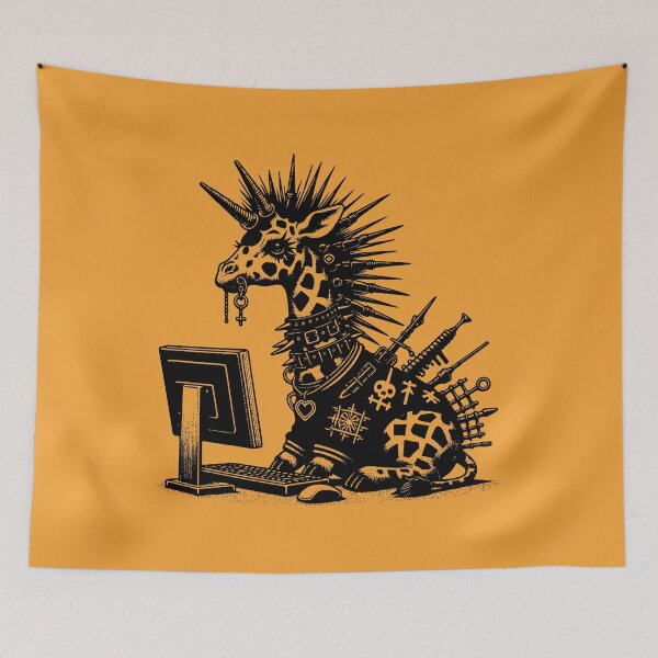Item preview, Punk Rock Goth Giraffe on Computer Vintage Style		 designed and sold by dreamsagellc.