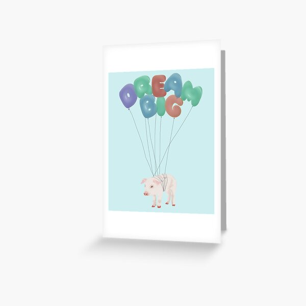 Carte De Vœux Carte De Joyeux Anniversaire De Cochon Volant Par Amymh Redbubble