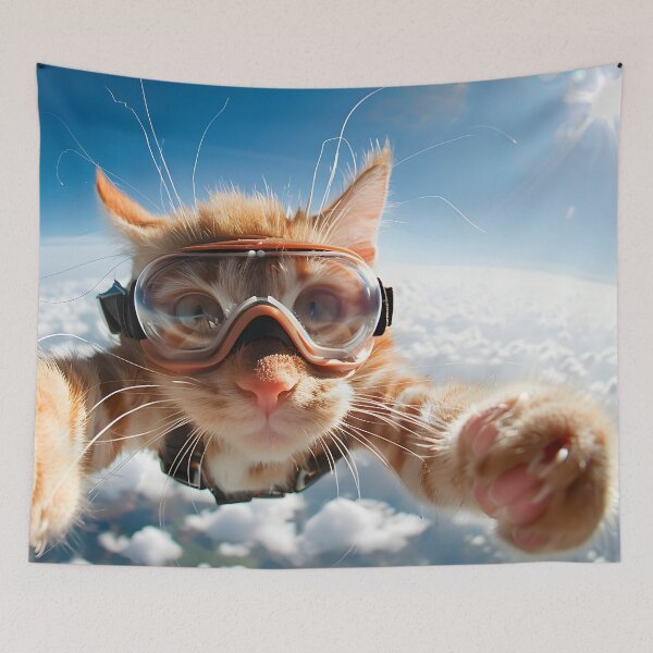 Item preview, Skydiving cat print designed and sold by dcrc.