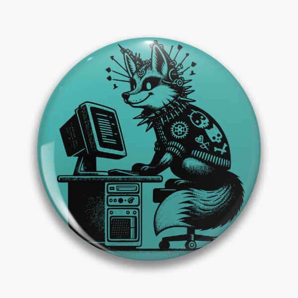 Item preview, Punk Rock Goth Fox on Computer Vintage Style designed and sold by dreamsagellc.