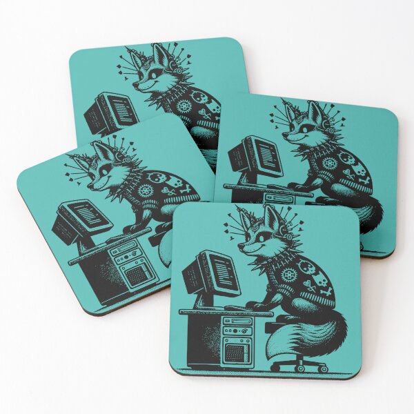 Item preview, Punk Rock Goth Fox on Computer Vintage Style designed and sold by dreamsagellc.