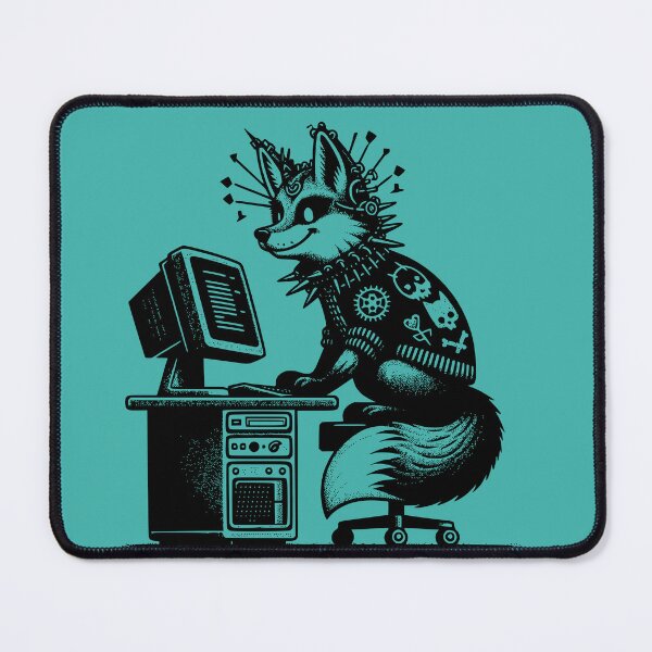 Item preview, Punk Rock Goth Fox on Computer Vintage Style designed and sold by dreamsagellc.