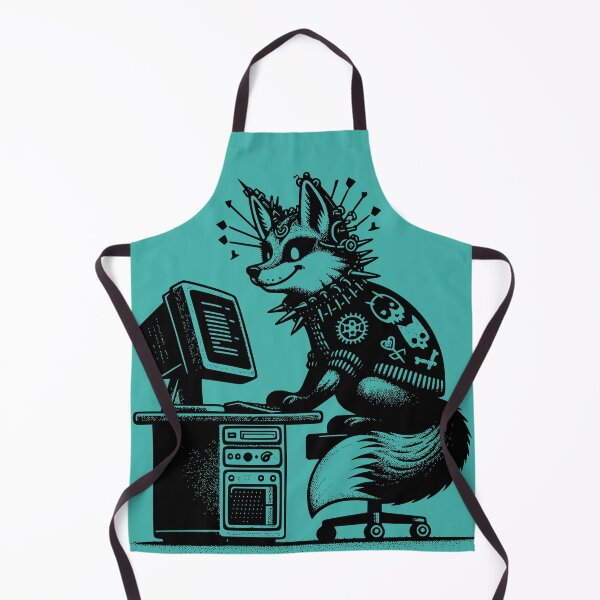Item preview, Punk Rock Goth Fox on Computer Vintage Style designed and sold by dreamsagellc.