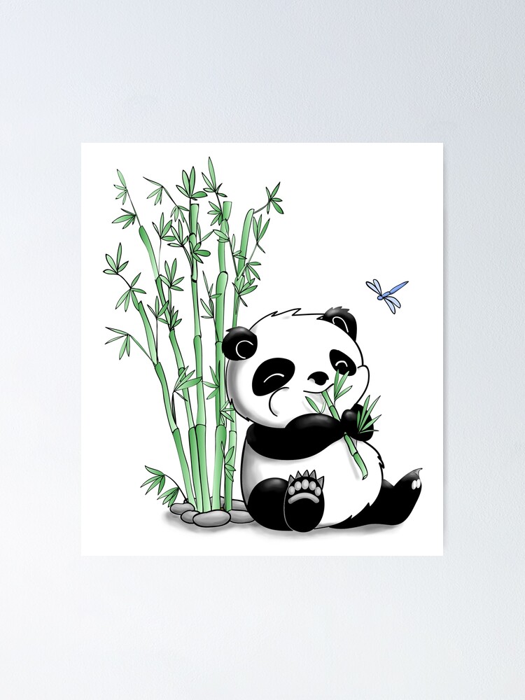 Poster Panda Mangeant Du Bambou Par Anishell Redbubble