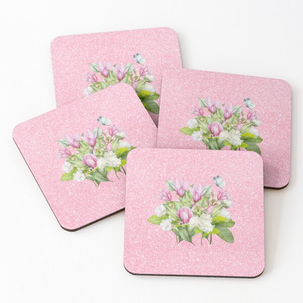 Item preview, Pink and White Flowers, Gray Butterfly designed and sold by WhiteSoftPetals.
