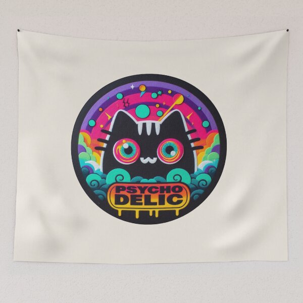 Item preview, Psychedelic Cat "Psycho Delic" designed and sold by GALUMARKET.