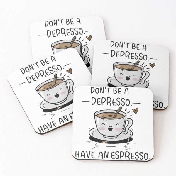 Item preview, Don't be a Depresso, Have an Espresso: Cute Kawaii Mug Design designed and sold by HahaHandlesHub.