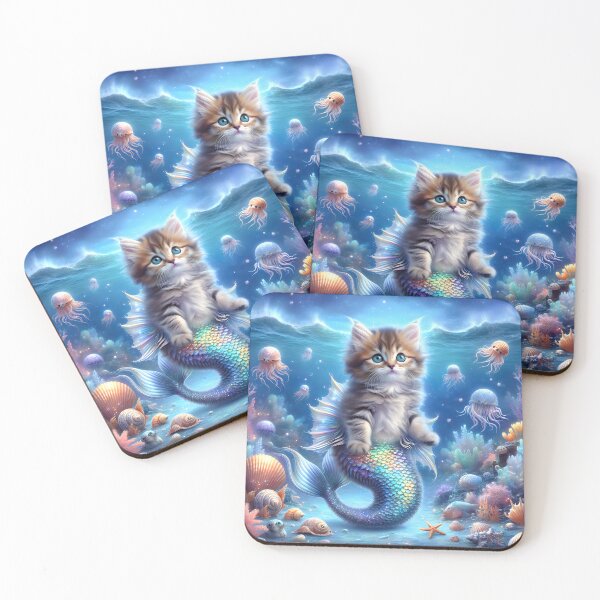 Item preview, Aquatic Feline in Enchanted Waters designed and sold by MindVibe.