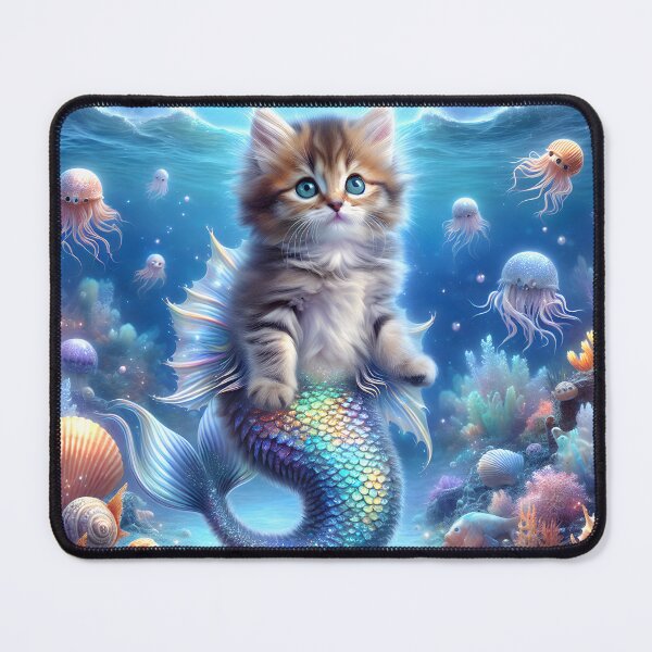 Item preview, Aquatic Feline in Enchanted Waters designed and sold by MindVibe.