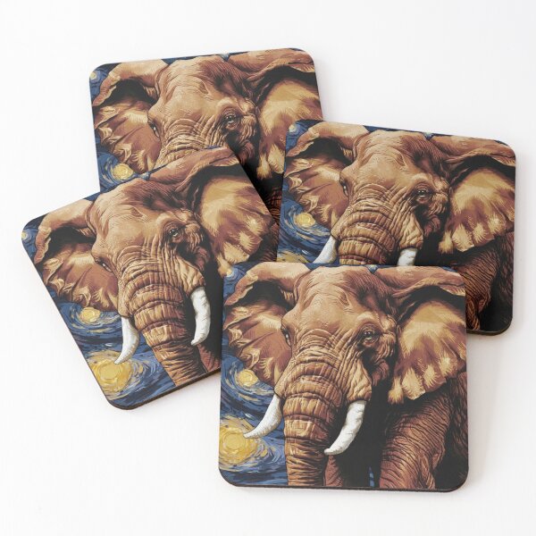 Item preview, Elephant Portrait. vincent van gogh style, fantasy elephant designed and sold by ElephantVibes.