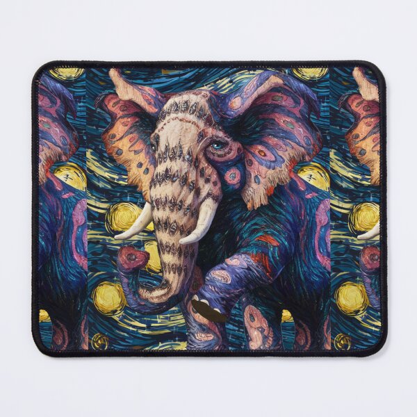 Item preview, Elephant Portrait. vincent van gogh style, fantasy elephant designed and sold by ElephantVibes.
